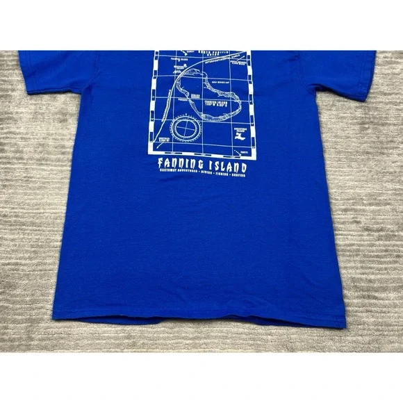 Vintage Fanning Island Shirt‎ Mens Medium Blue Short Sleeve Softeez Cotton - Picture 3 of 12